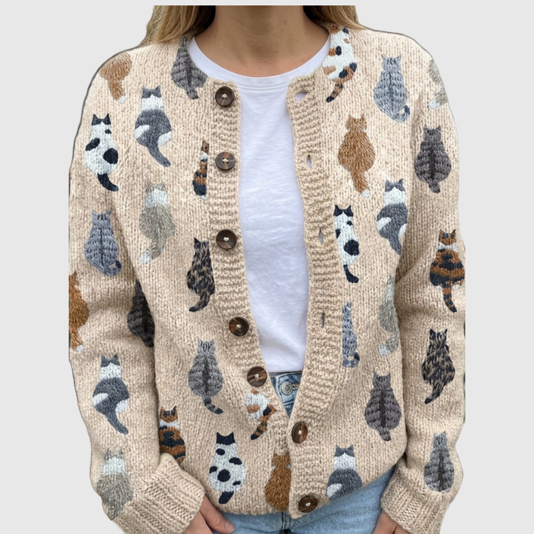 Charlotte | Cardigan with Cat Print