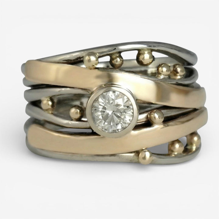 Royal Vintage Gold Ring Adorned with Zirconia
