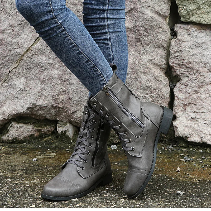 Aurora | Leather Combat Boots