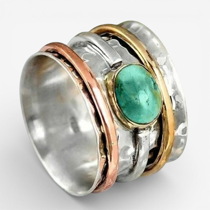 Coco - Retro Gold & Silver Turquoise Ring