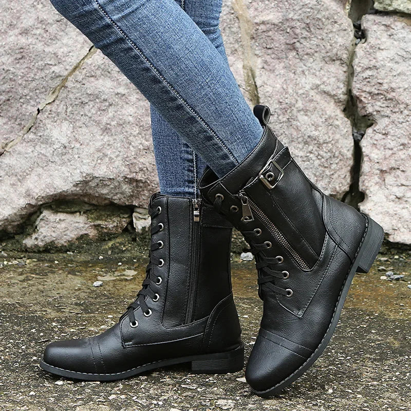 Aurora | Leather Combat Boots