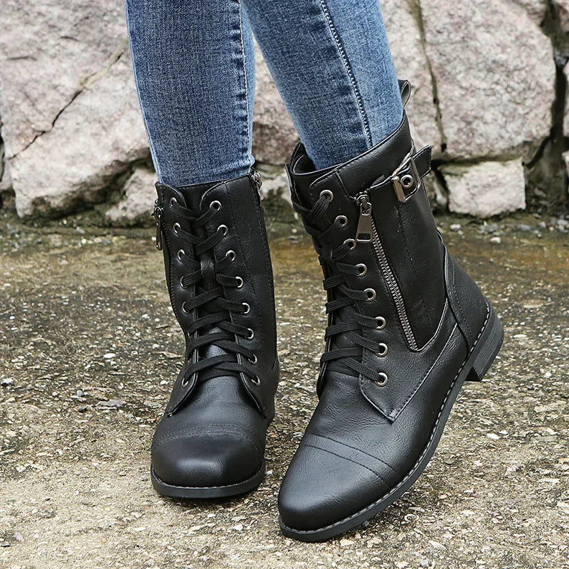 Aurora | Leather Combat Boots