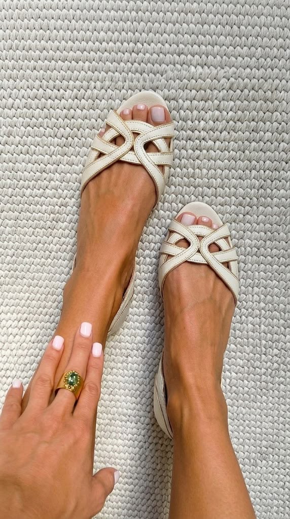 Emilia | Chic Cream Woven Sandals