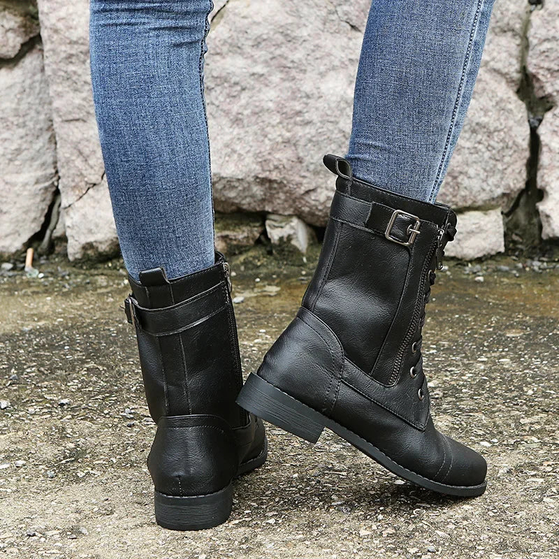 Aurora | Leather Combat Boots