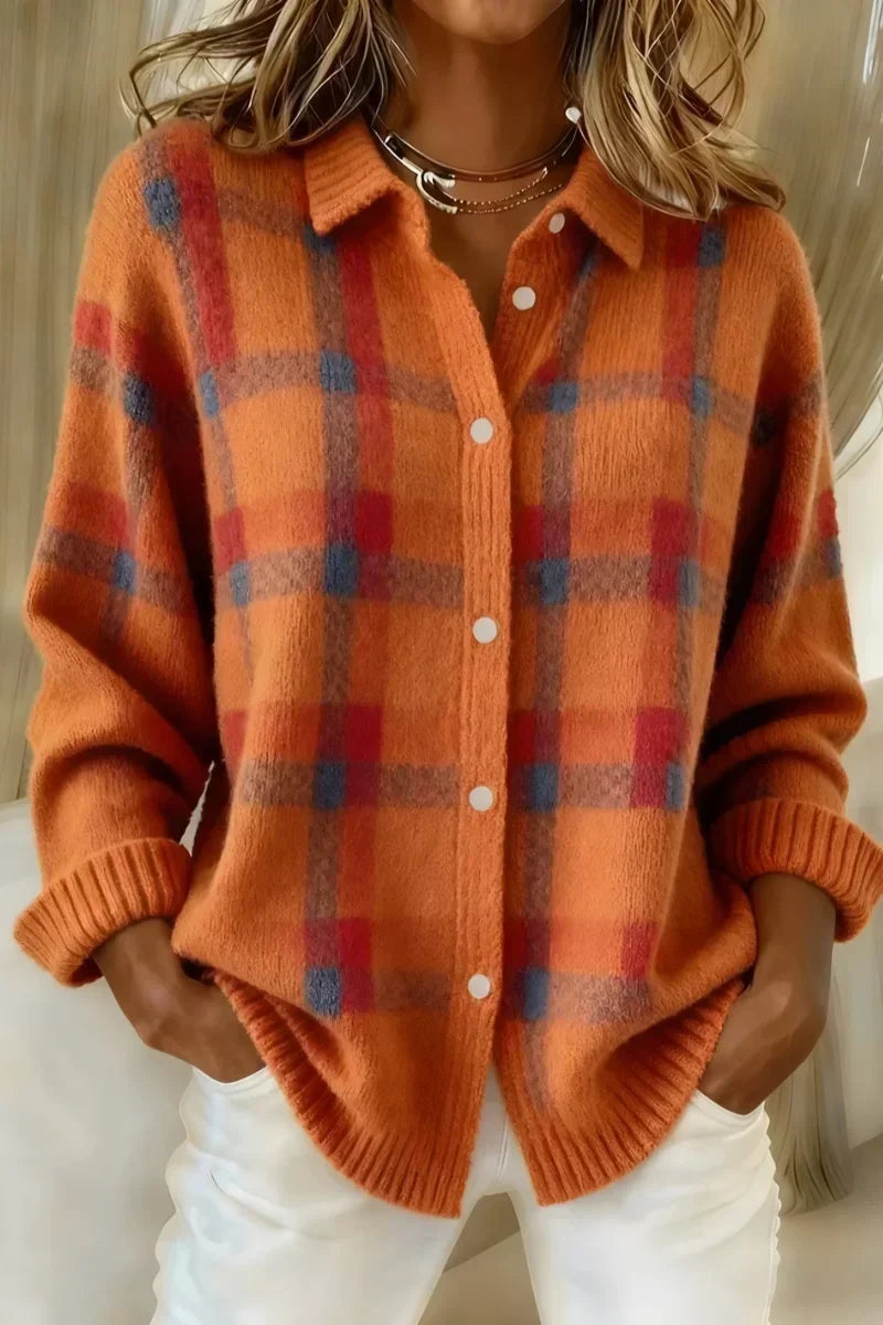 Megan | Button-Up Checked Cardigan