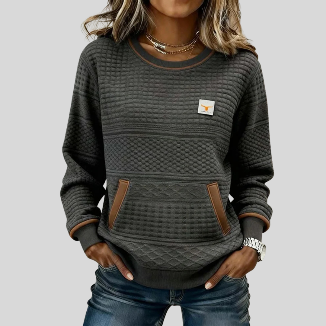 Mies Structured Colour-Block Sweatshirt with Round Neck