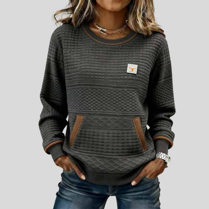 Mies Structured Colour-Block Sweatshirt with Round Neck