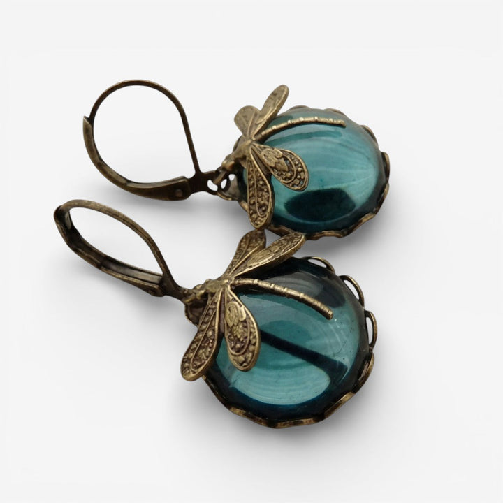 Antique Gold Dragonfly Earrings
