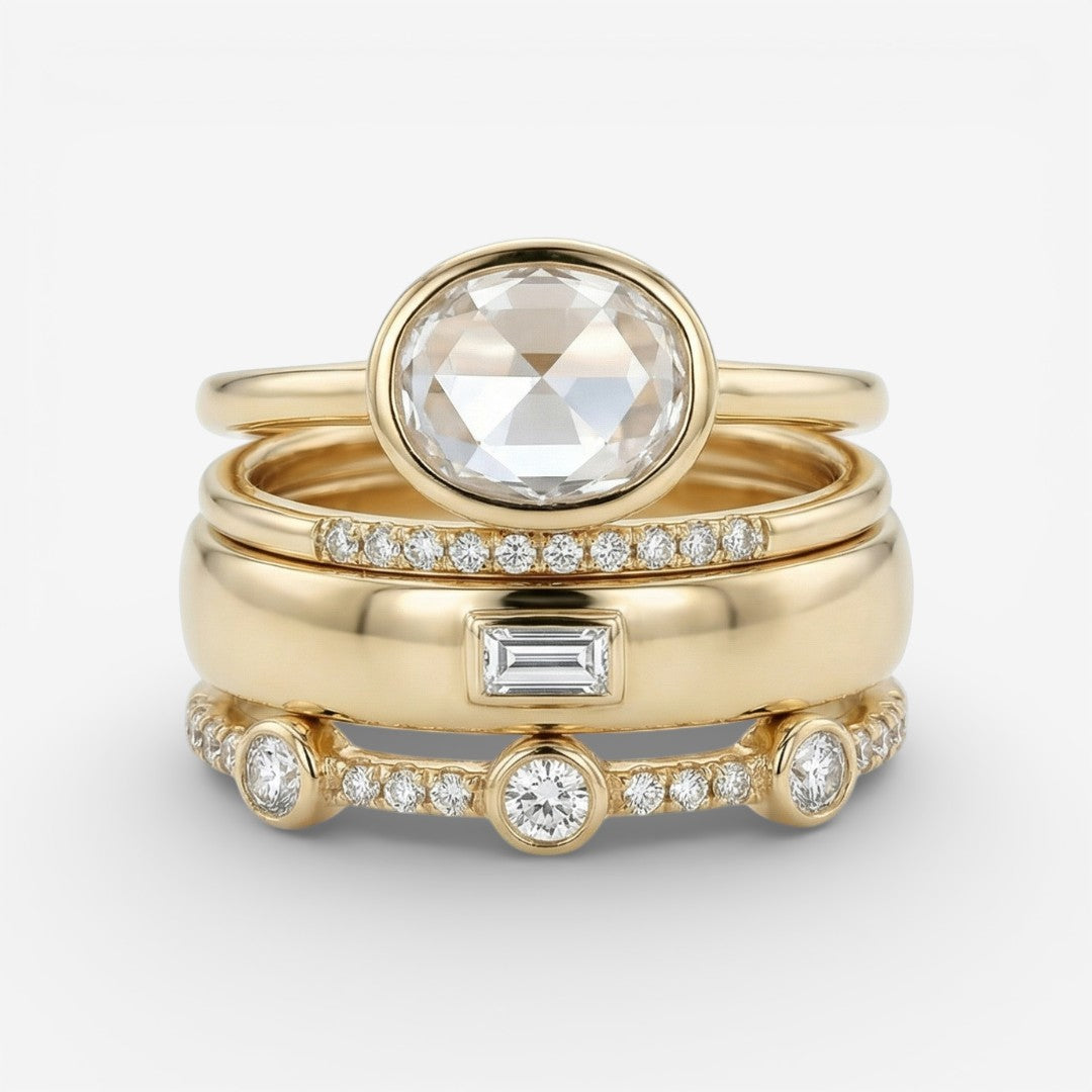 Lily - Gold Vintage Ring Set with Zirconia Accents