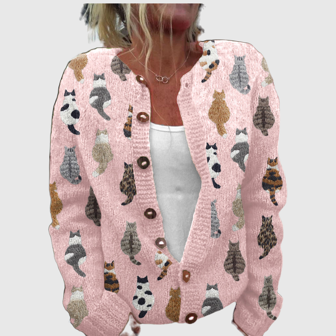 Charlotte | Cardigan with Cat Print