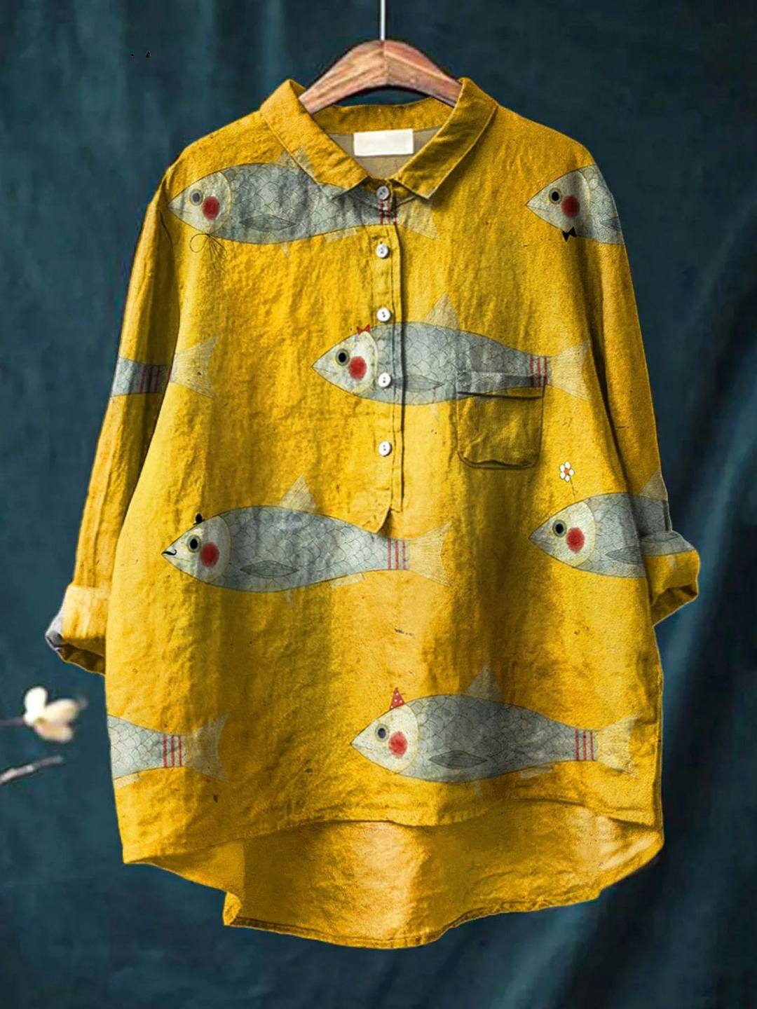 Martha | Vintage-Inspired Casual T-Shirt Featuring Fish Artwork