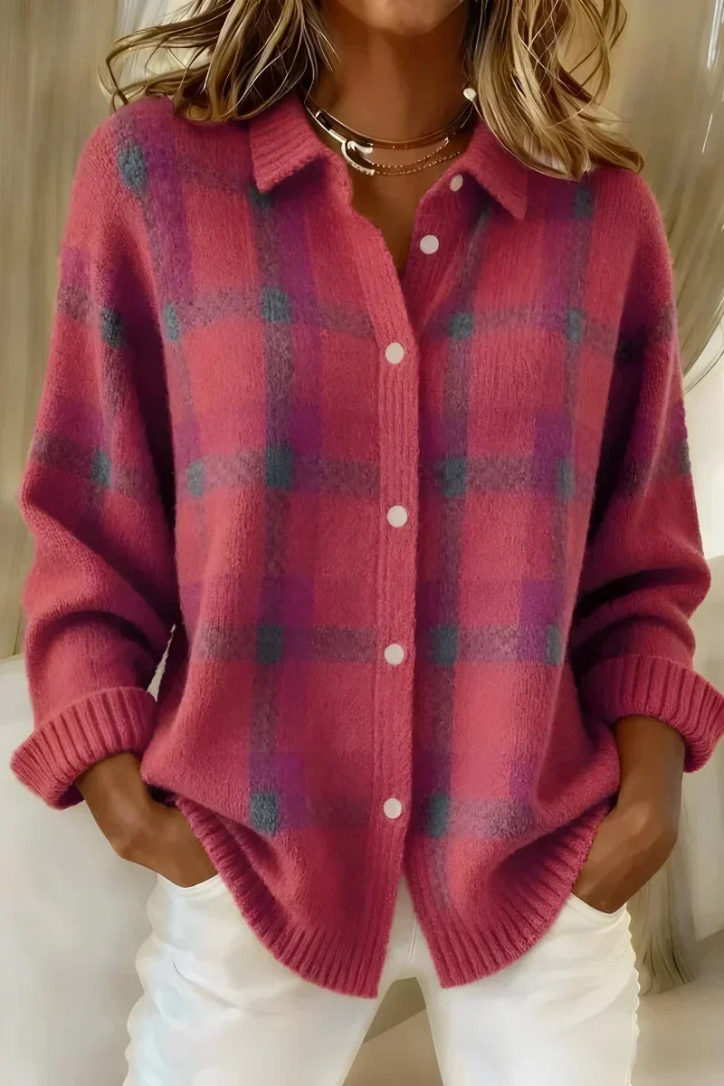 Ashley | Timeless Checked Cardigan with Collar