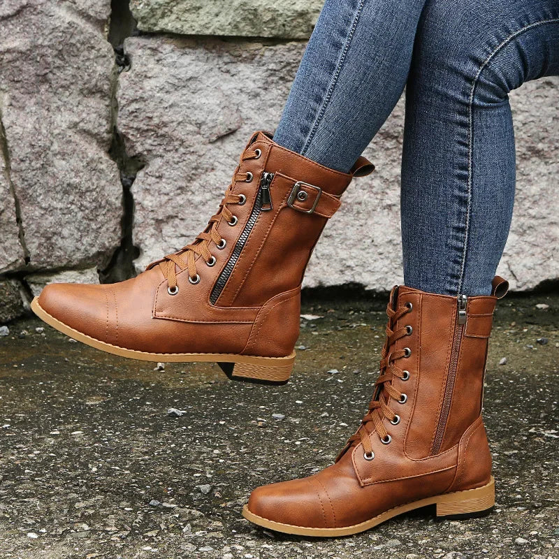 Aurora | Leather Combat Boots