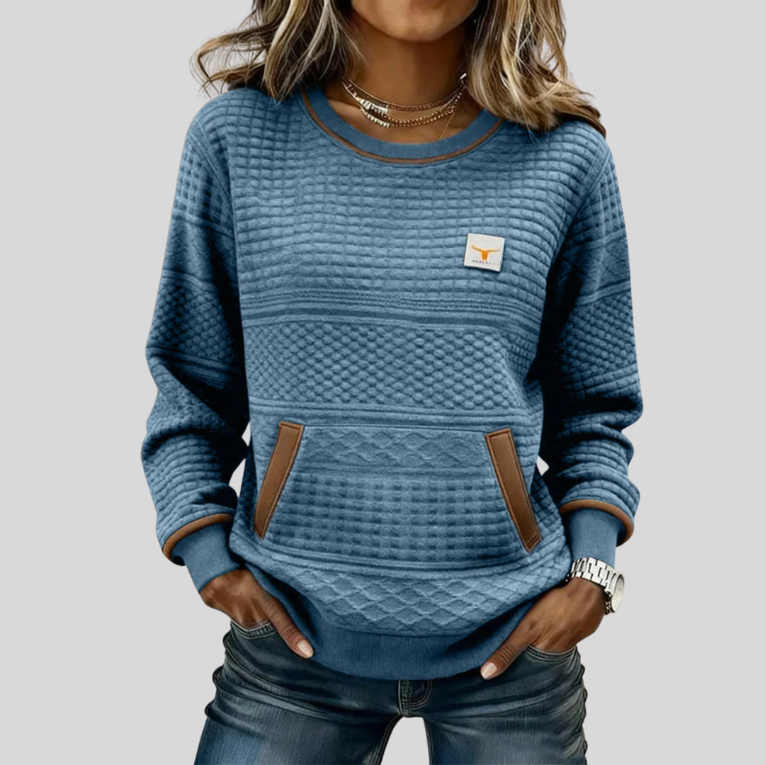 Mies Structured Colour-Block Sweatshirt with Round Neck - image 3