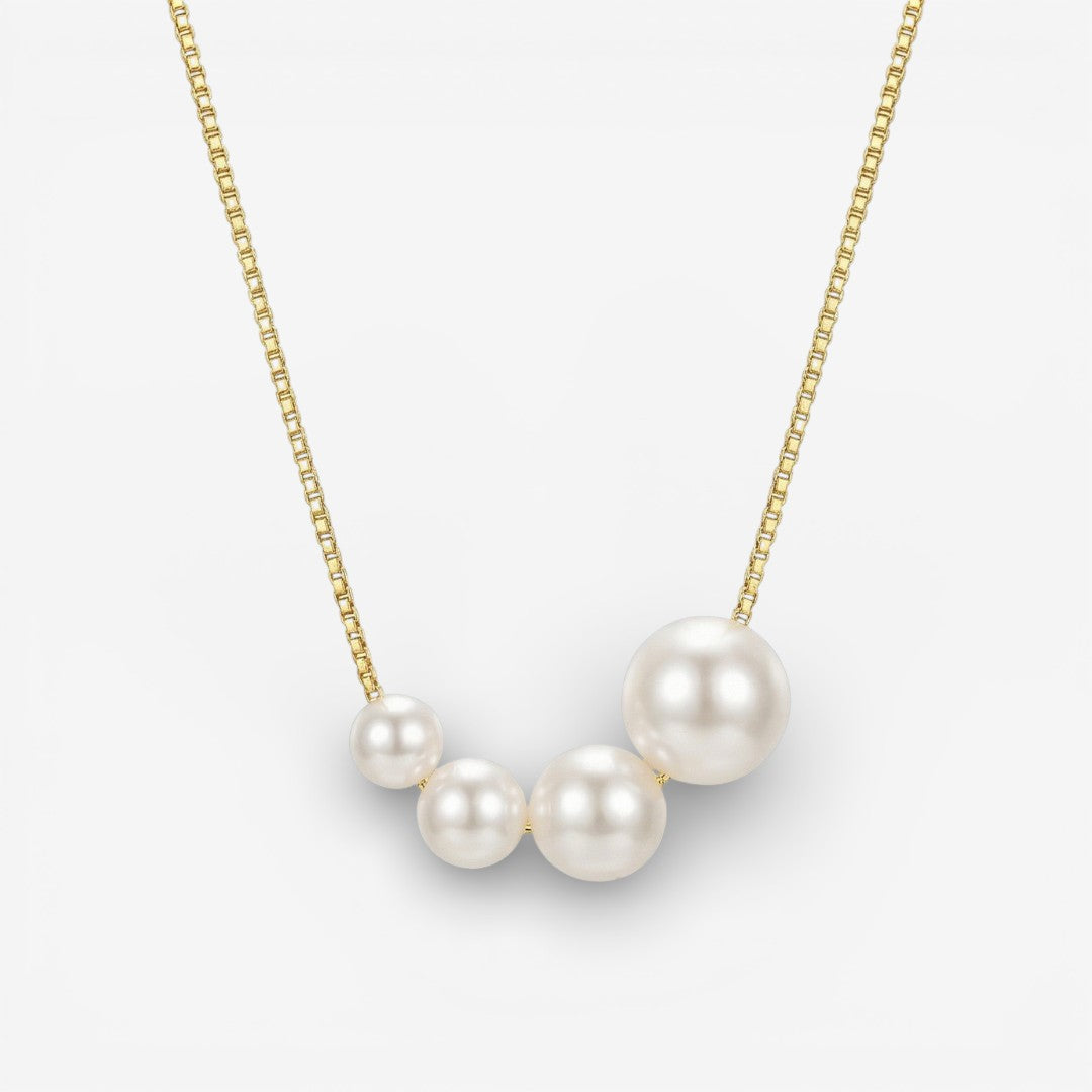 Gold Necklace Adorned with Freshwater Pearls