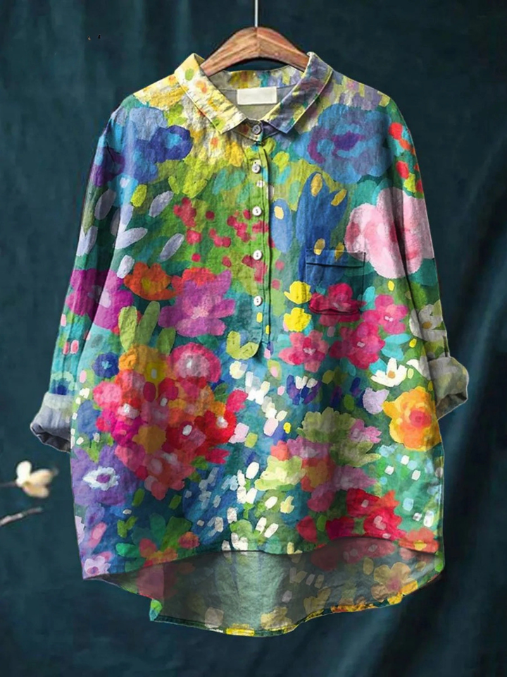 Vintage Floral Pattern Blouse for Women | Casual Rose Design