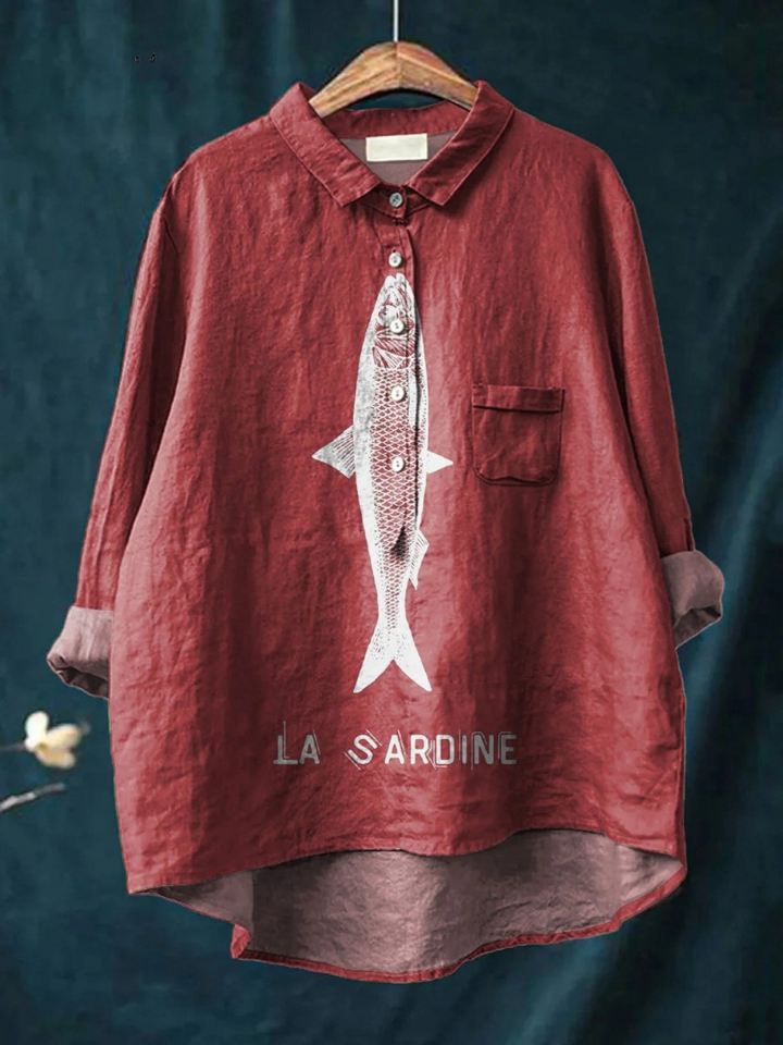 Rose | Casual Tee Featuring Sardine Design