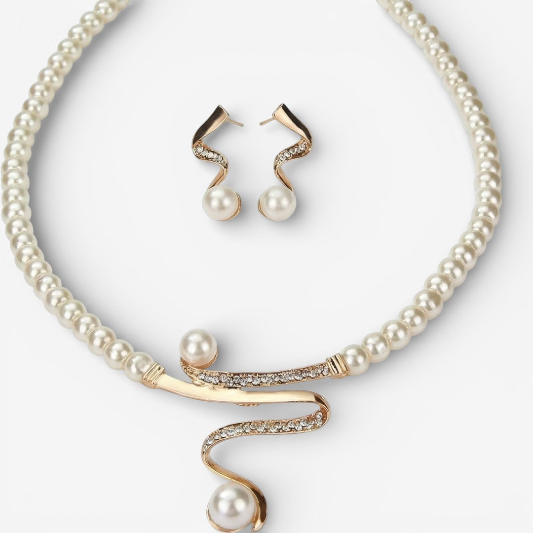 Natural Pearl Necklace and Earring Set