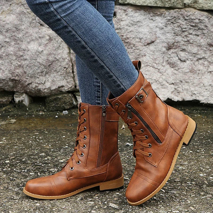 Aurora | Leather Combat Boots