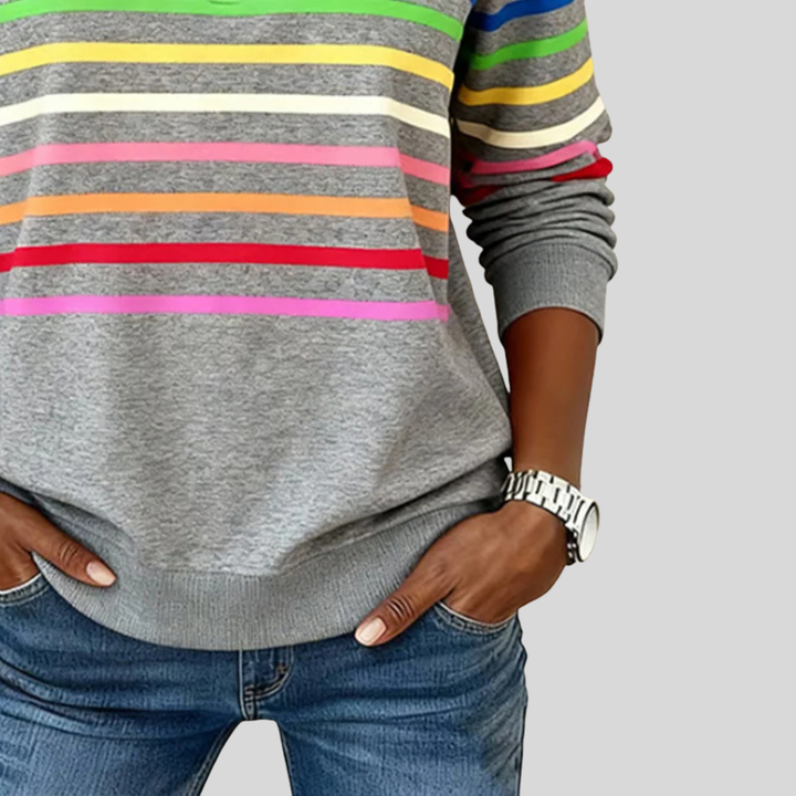 Baukje Colourful Striped Sweatshirt with Short Zip - image 4