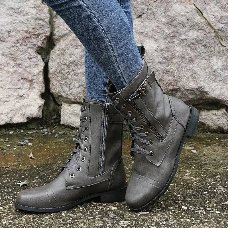 Aurora | Leather Combat Boots