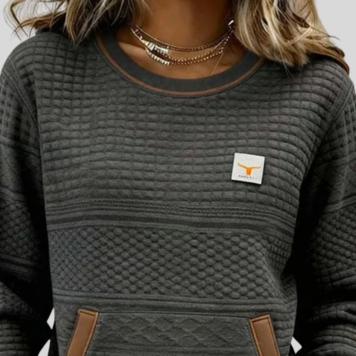 Mies Structured Colour-Block Sweatshirt with Round Neck - image 4