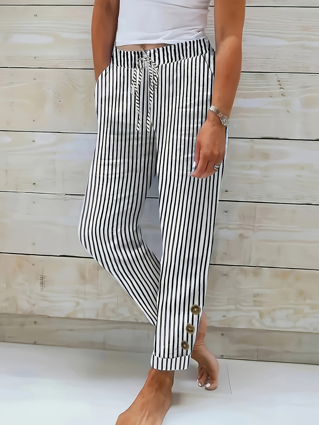 Raquelle - Casual Striped Trousers