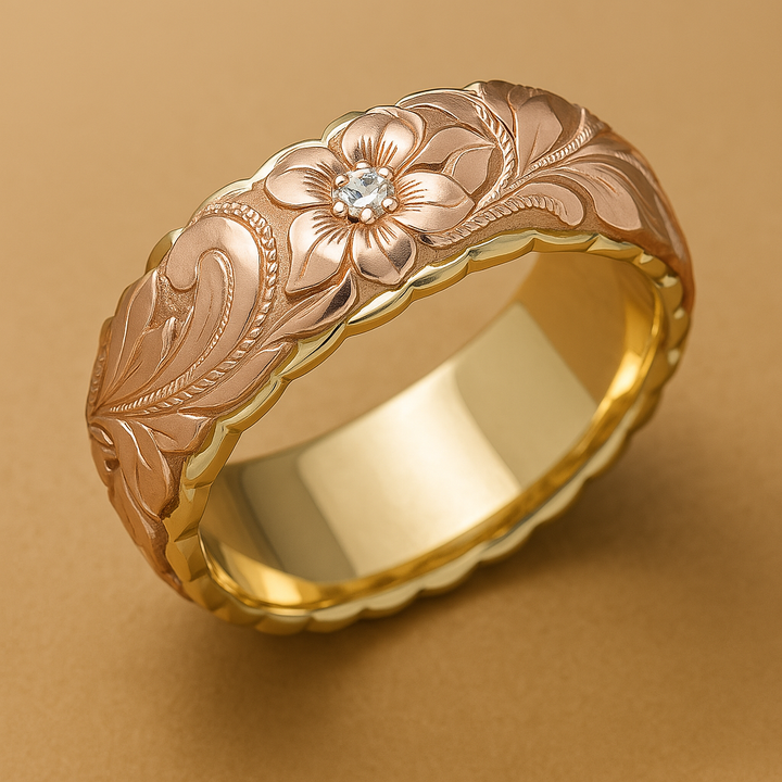 Vintage Rose Blossom Gold Ring