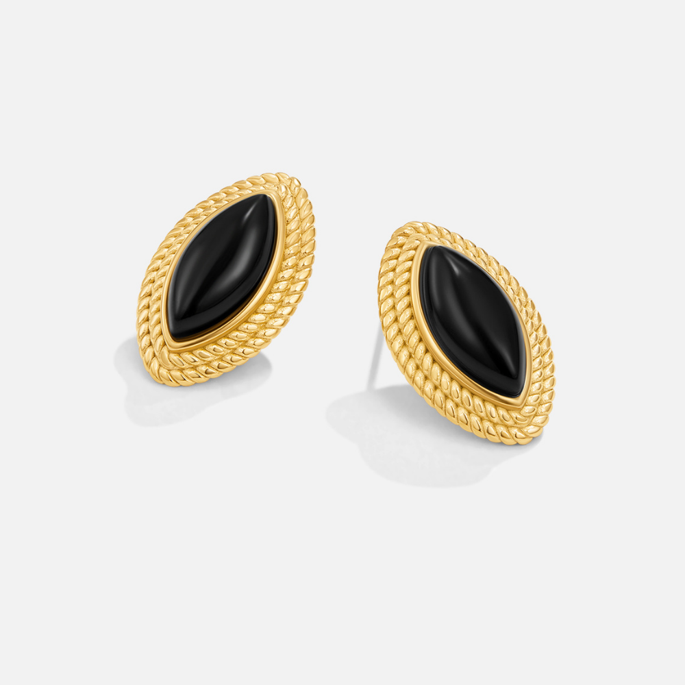 Amélie – Black Stone Oval Earrings