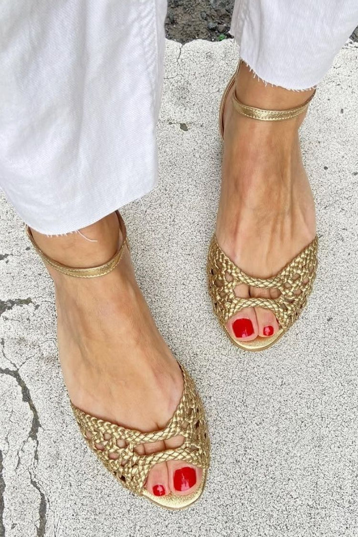 Leni | Gold Woven Sandals