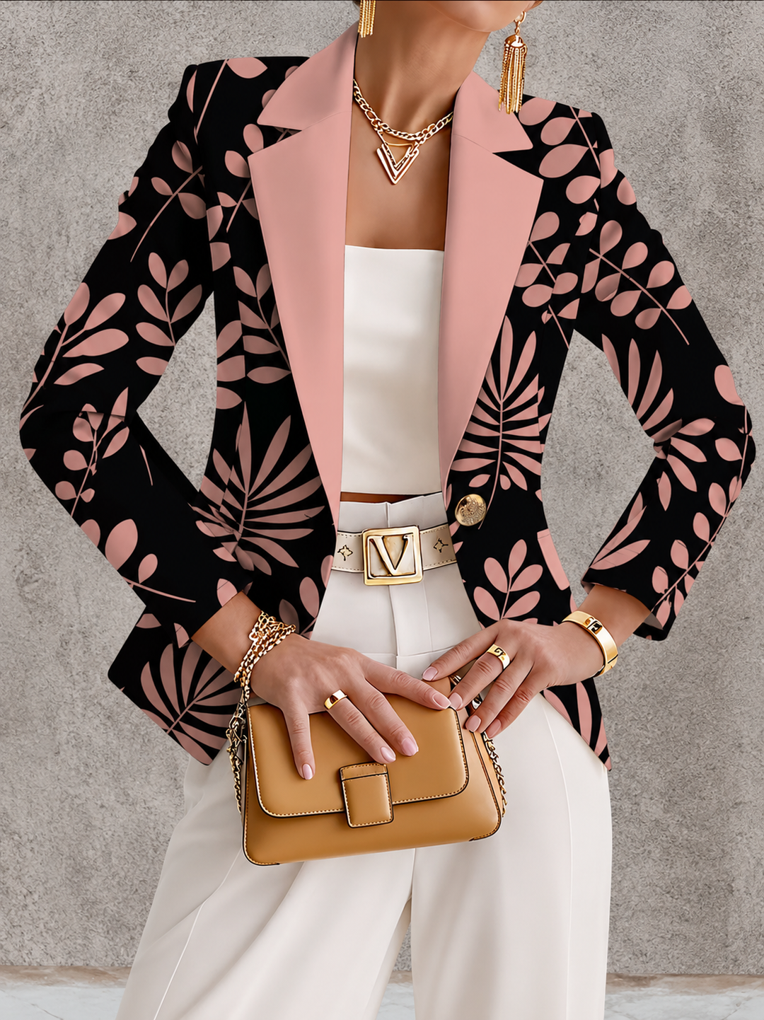 Odaya Pink Leaf Blazer