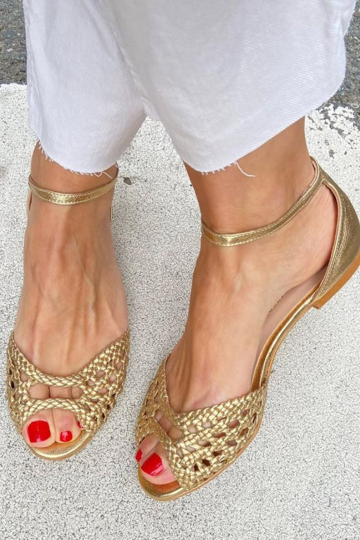 Leni | Gold Woven Sandals