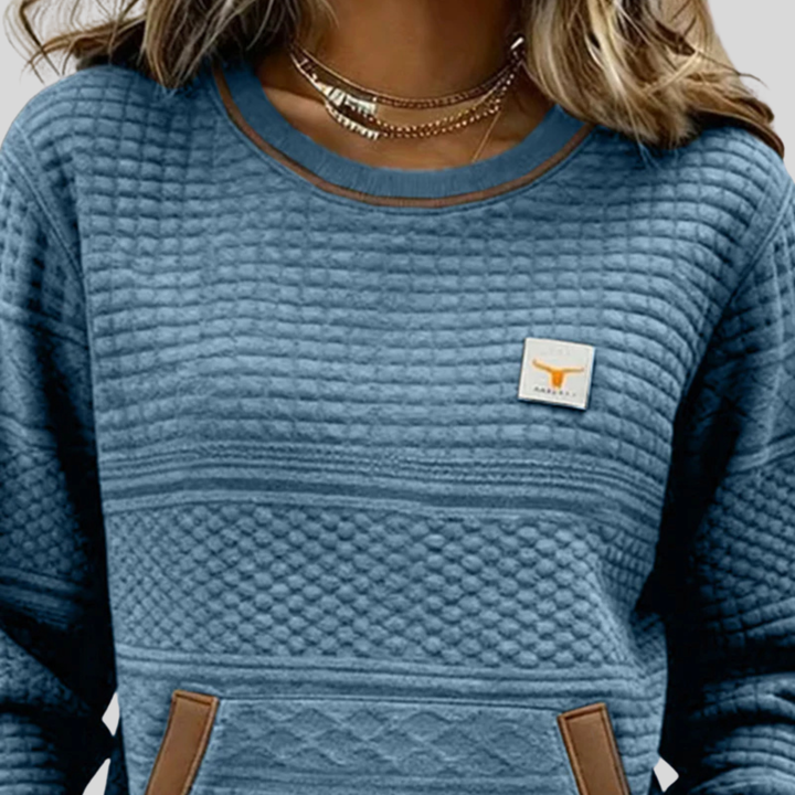 Mies Structured Colour-Block Sweatshirt with Round Neck - image 6