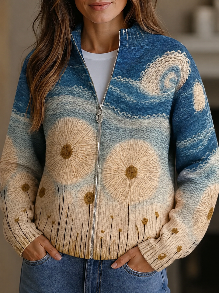 Quinn - Dandelion Quilted Zip-Up Cardigan