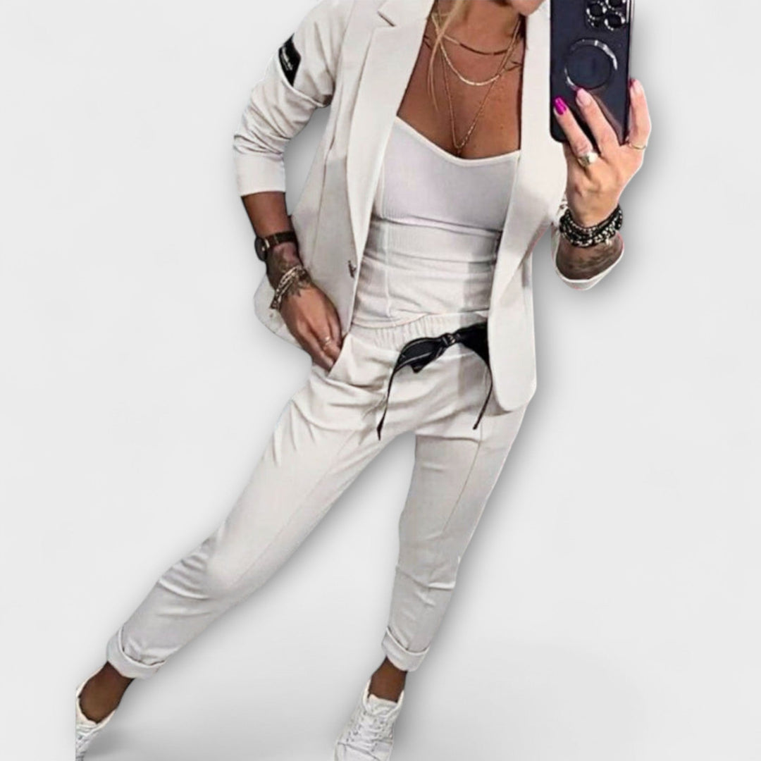 Greta Elegant Set of Top, Jacket and Trousers