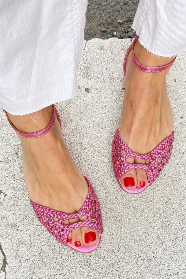 Leni | Gold Woven Sandals