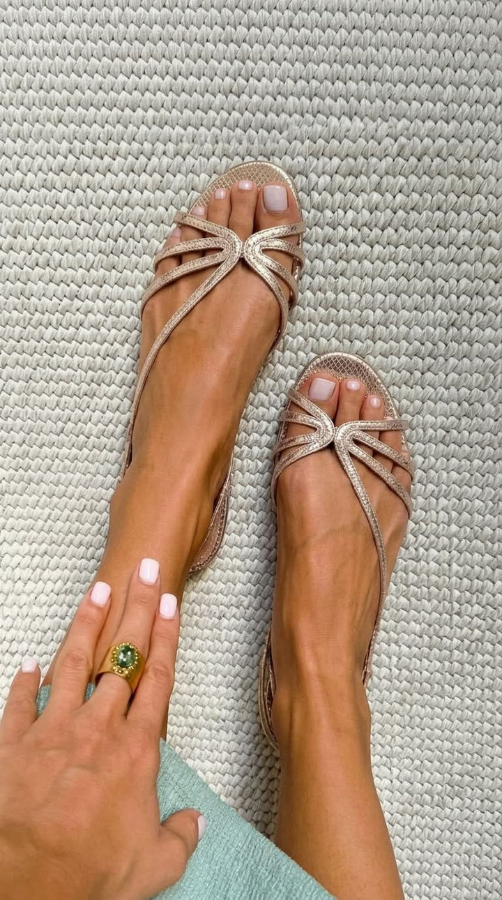 Theresa | Elegant Golden Sandals for Summer