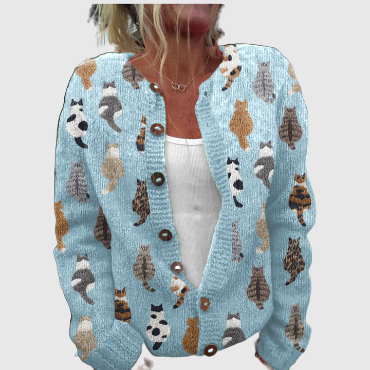 Charlotte | Cardigan with Cat Print