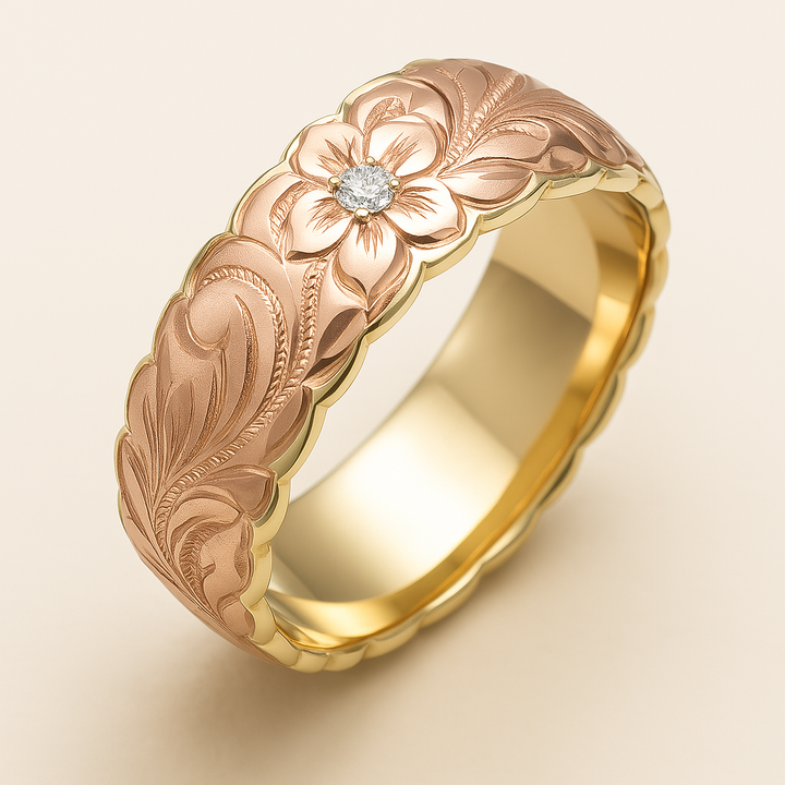 Vintage Rose Blossom Gold Ring