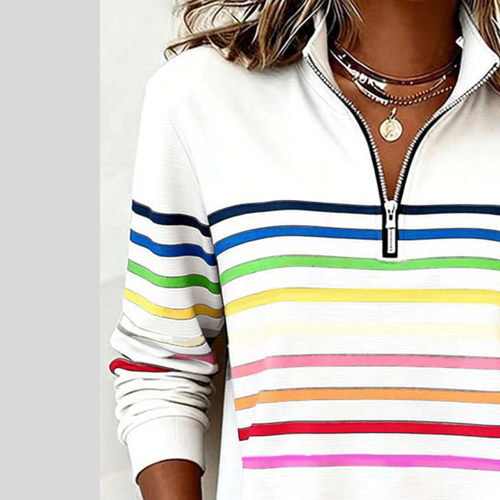 Baukje Colourful Striped Sweatshirt with Short Zip - image 9