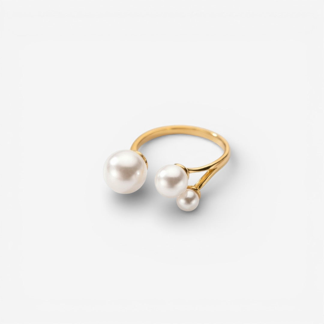 Adjustable Triple Freshwater Pearl Ring" can be rewritten as "Customizable Triple Freshwater Pearl Ring.