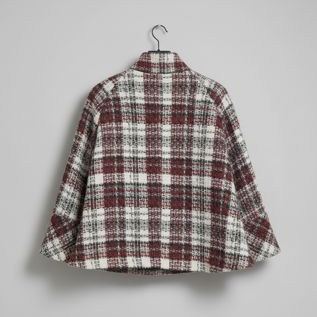Leonore Cape Coat with Check Pattern
