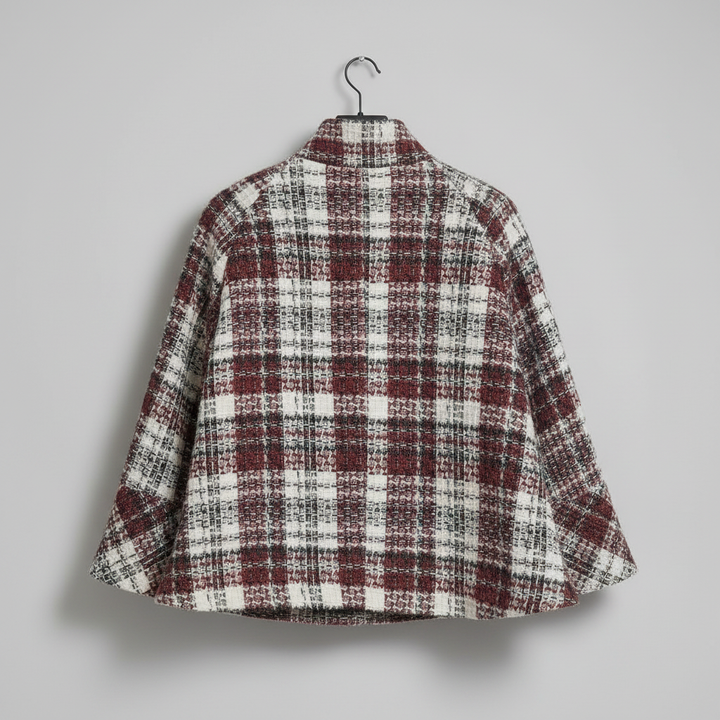 Leonore Cape Coat with Check Pattern