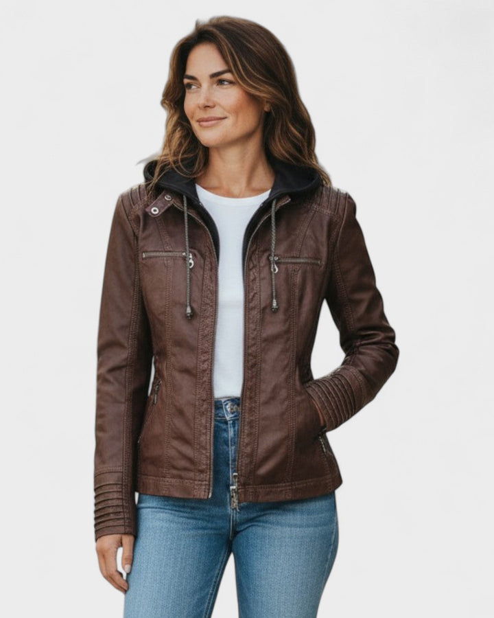 Roberta | Brown Hooded Jacket