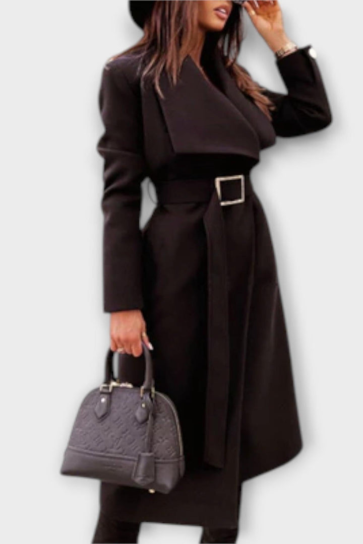 Alma | Black Belted Long Coat