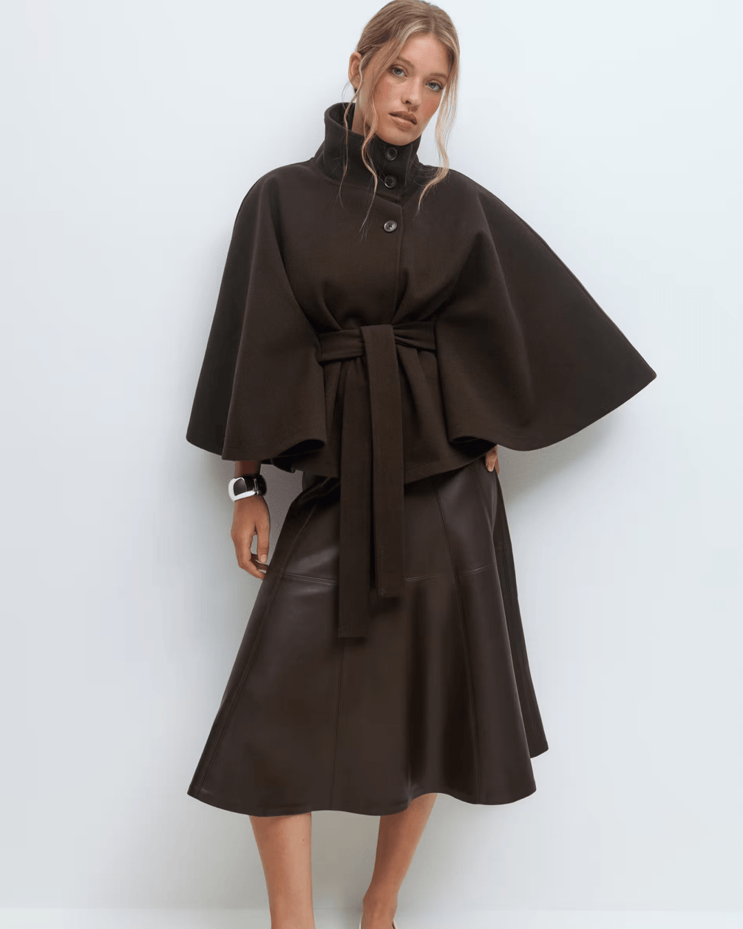 Amelia | Camel Belted Cape Coat
