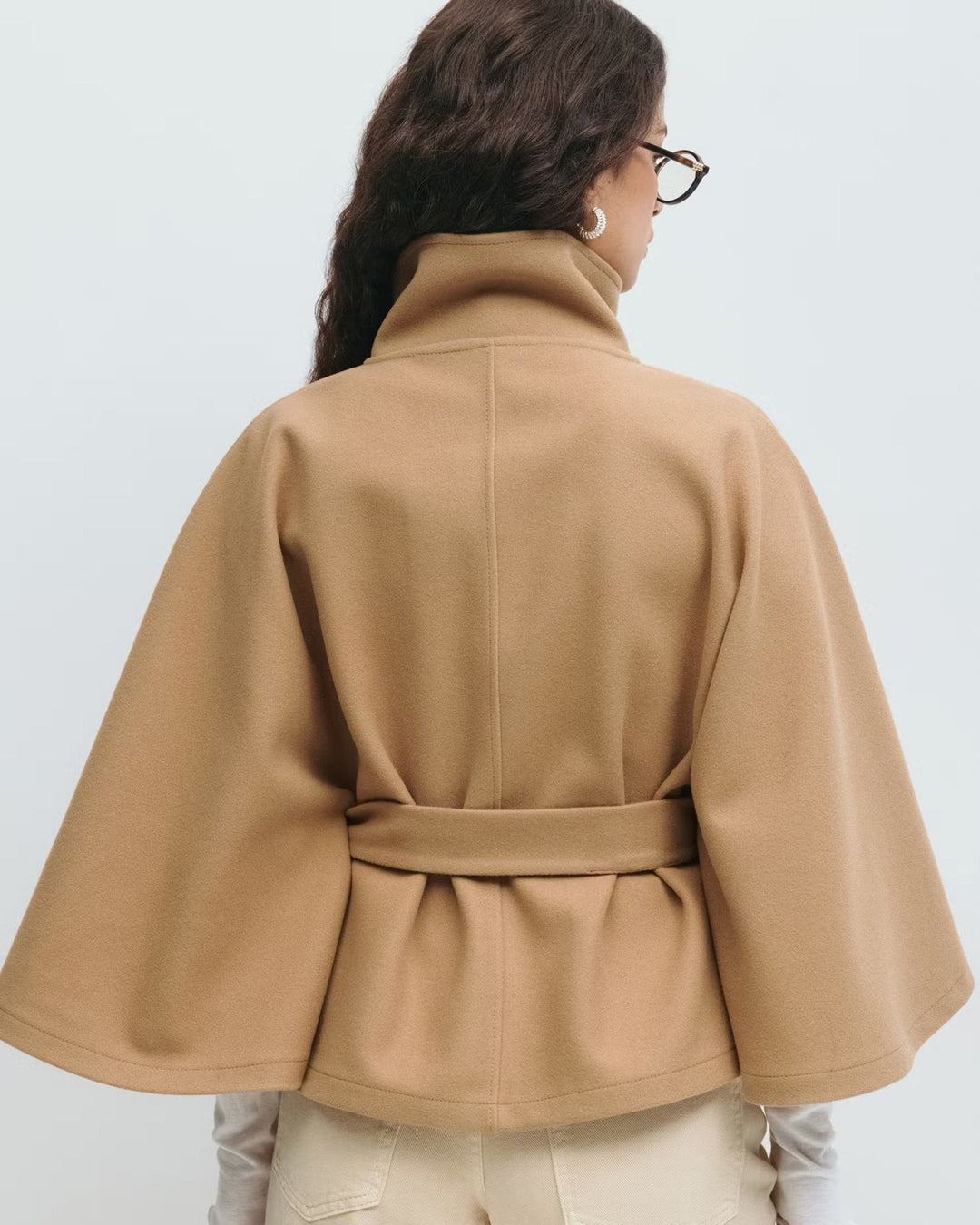 Amelia | Camel Belted Cape Coat