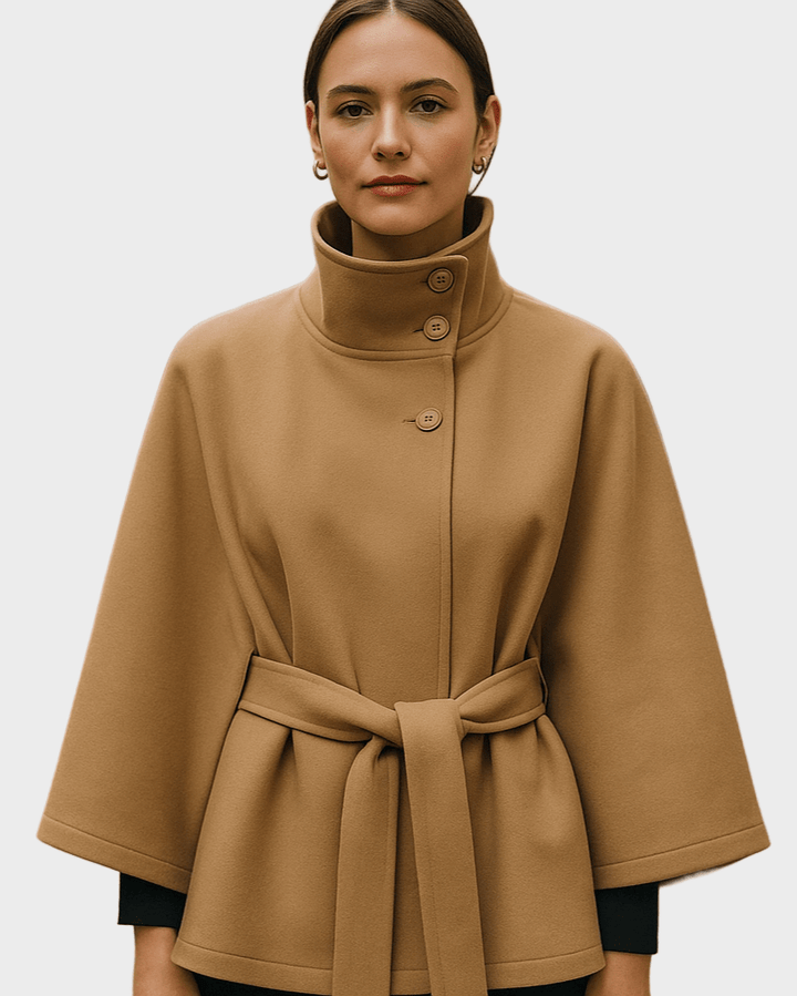 Amelia | Camel Belted Cape Coat