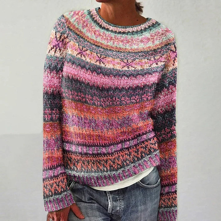 Amy | Pink Multicolour Fair Isle Jumper