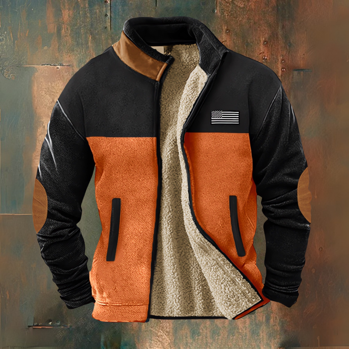 Aaron | Brown Contrast-Panel Fleece Jacket